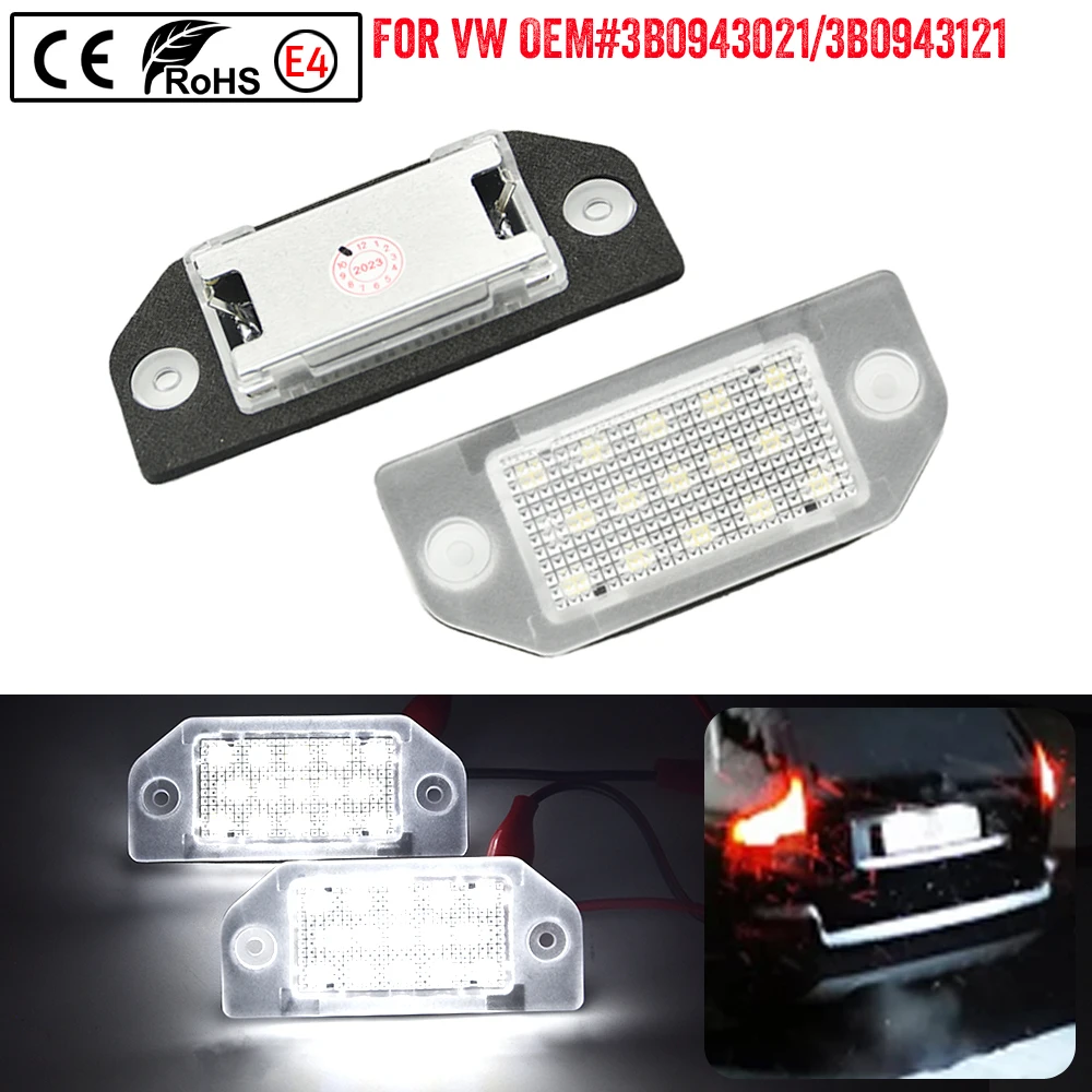 LED License Number Plate Lamps For VW Passat B5 Pre-facelift 1997-2000 Built-in Canbus No Error 2PCS 12V White Plate Lights