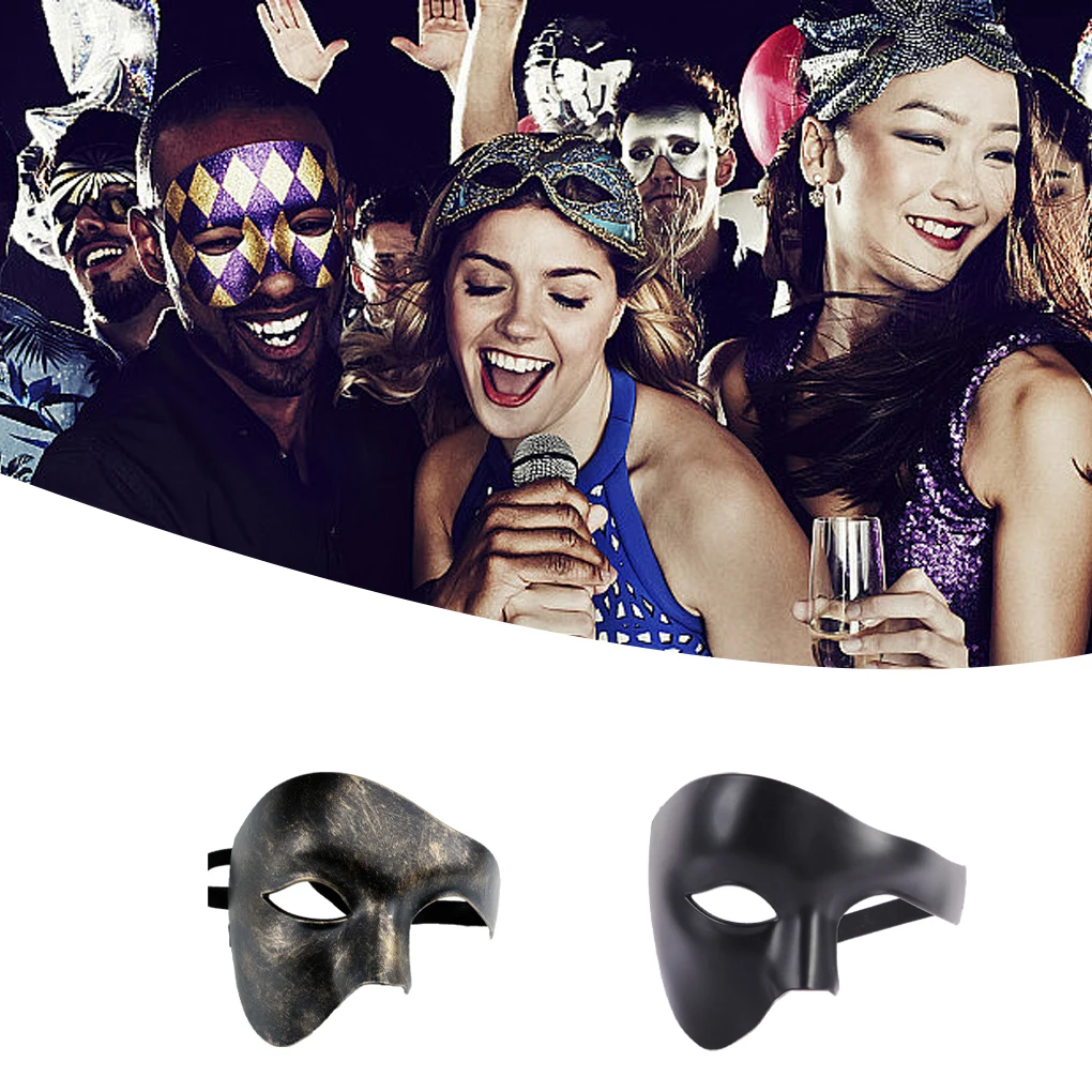 Máscara de Cosplay de mascarada fantasma Steampunk, media cara de plástico ABS para hombres/mujeres, accesorios de disfraz de Carnaval Punk para Halloween