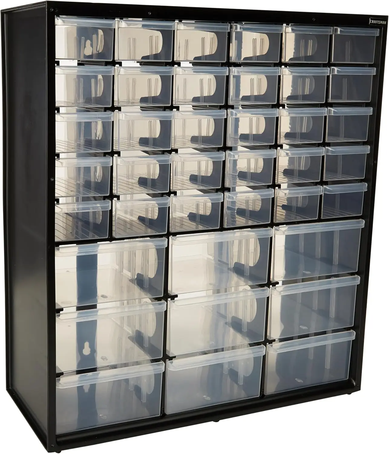 

39 Compartment Plastic Storage Organizer for Small Parts, Stackable Drawers for Garage Workshop