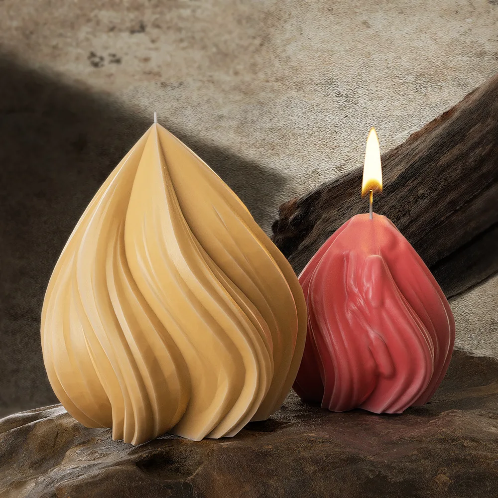 New Geometry Peach Shape Irregular Wave Candle Silicone Mold Twisted Onion Head Candle Mold Soap Aromatherapy Home Decoration