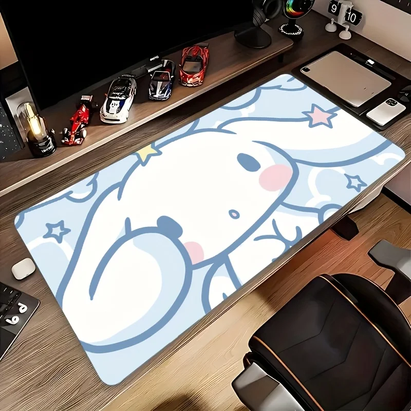 

1pc Sanrio Cinnamoroll Large Rectangular Desk Mat & Mouse Pad - Cute Pastel Blue & Pink Cinnamoroll Design with Stars, Non-Slip
