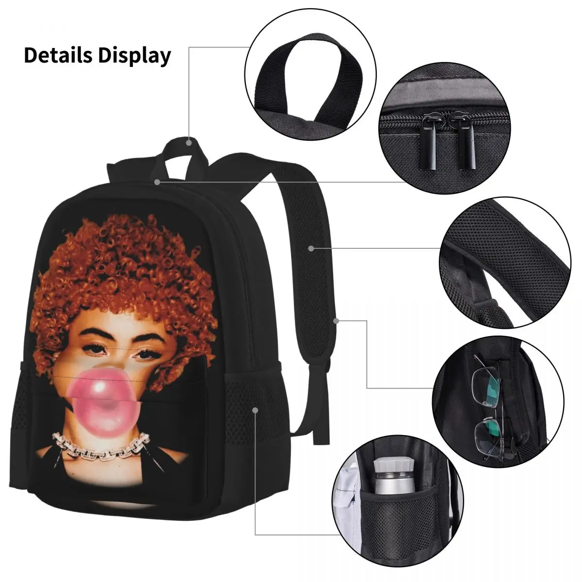 Conjunto de três peças de mochilas escolares para crianças, mochilas Ice Spice, mochila para estudantes, mochila dos desenhos animados, lancheira, caneta para meninos e meninas