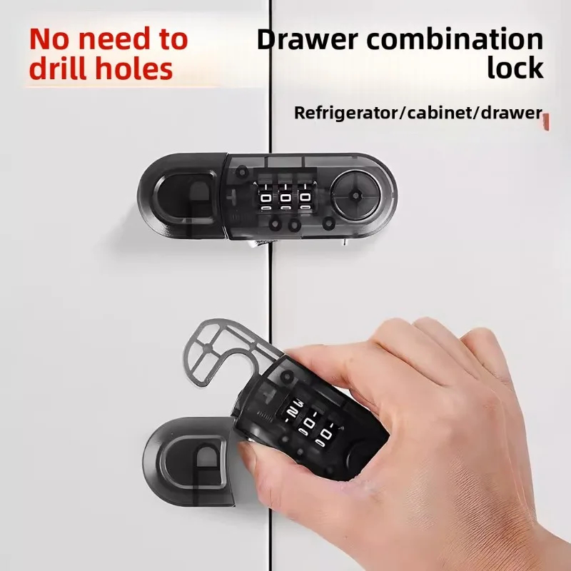 No-Drill Drawer Password Security Locks Universal Fit for Cabinets and Double-Door Fridges Featuring Anti-pinch and Anti-theft