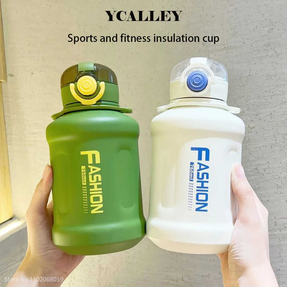 

YCALLEY Sports Water Bottle Stainless Steel Insulation Cup With Straw Fitness Outdoor Portable Leak-proof Thermos Water Bottles