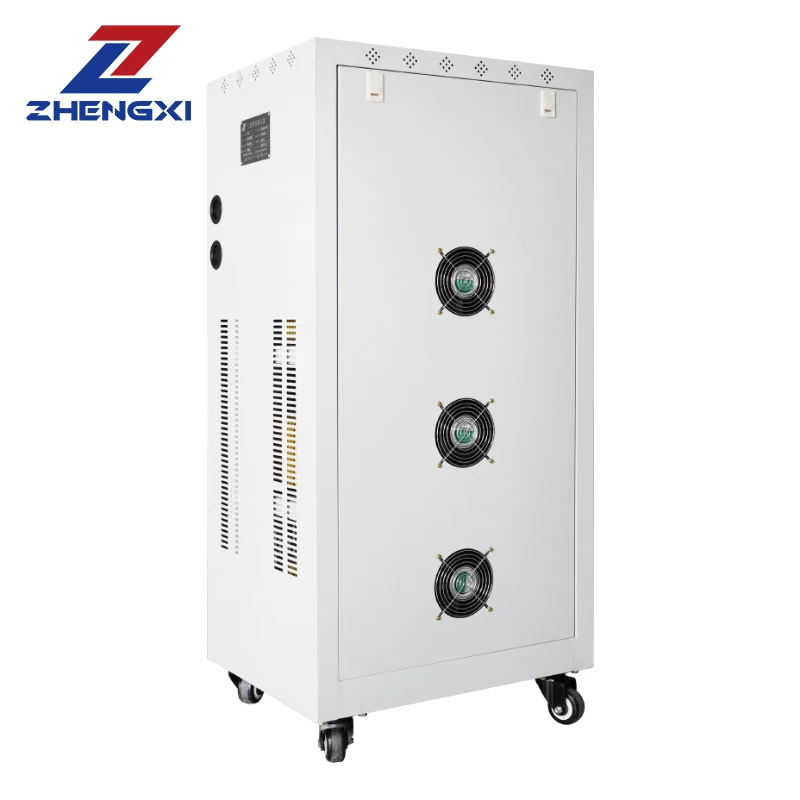 Display LED Cerdas tiga fase Servo Motor Regulator voltase 380V 400V 480V 440V 60KVA 80KVA 100KVA stabilizer tegangan