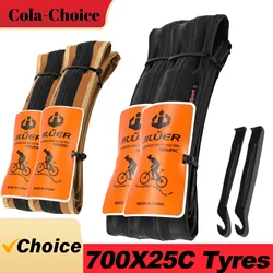 700C Foldable Black Yello Tires - Puncture Resistant Tyre for Road Bike, 700x25C High Pressure Folding Bicycle Tire 60Tpi