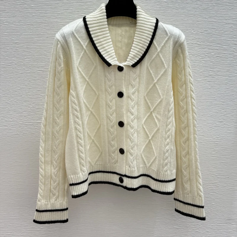 

High quality Japanese college-style embroidered logo women's color-matched cardigan sweater fashianable top 251111181