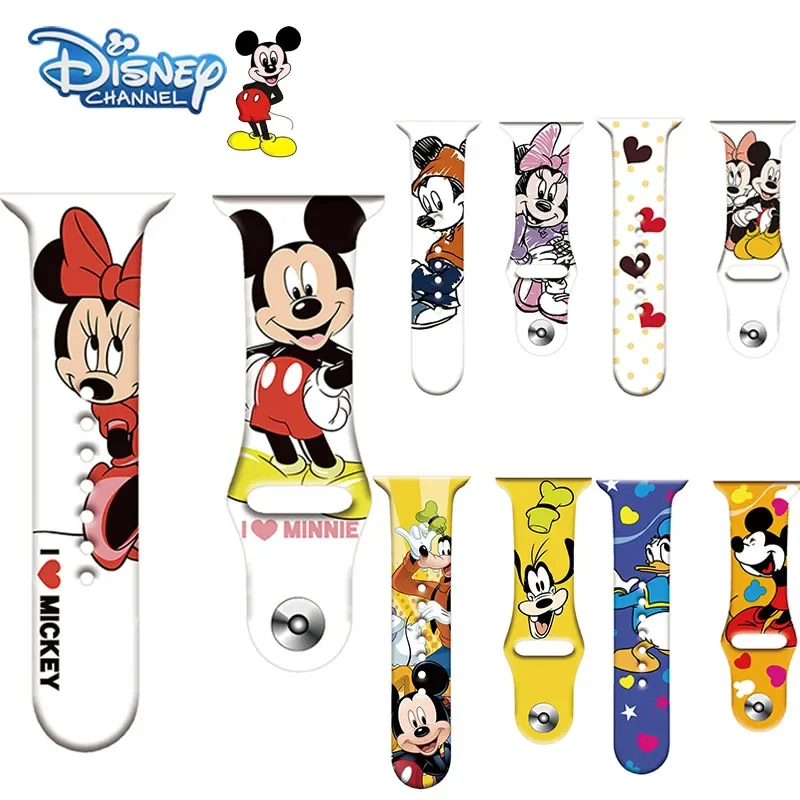 Disney Mickey Silicone Strap for Apple Watch Band 44mm 45mm 42mm 41 40 38mm Bracelet Cute Cartoon IWatch Apple Watch 7 6 5 3 SE