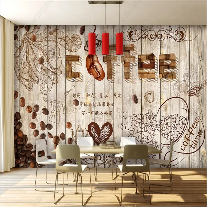 

Modern Personality Wood Plank Pattern Coffee Shop Industrial Decoration Wallpaper Background Wall Papers Mural Papel De Parede