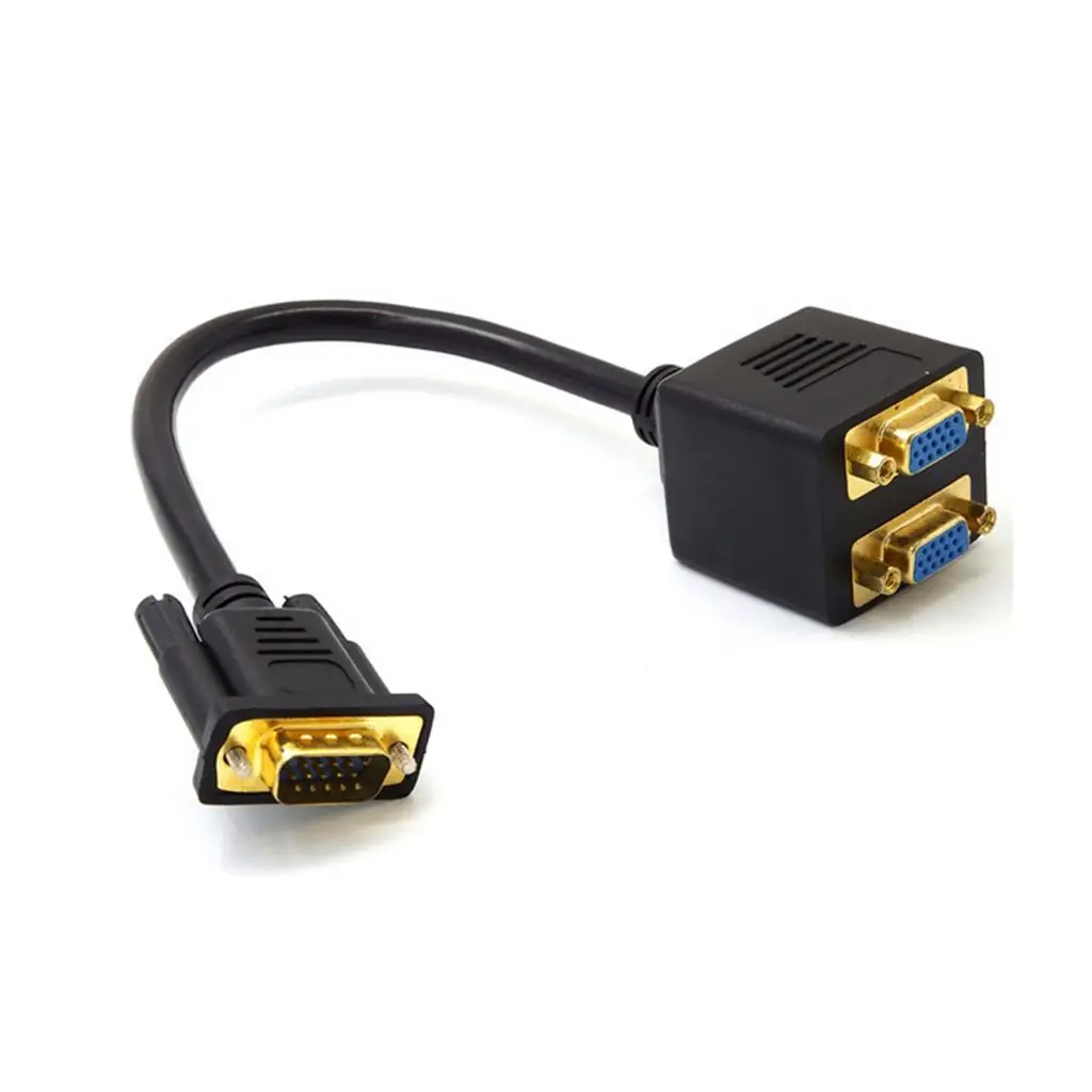 DVI-I (24+5)P Male Plug to 2x 15P VGA Female Jack M/F Video Splitter Cable 0.8ft