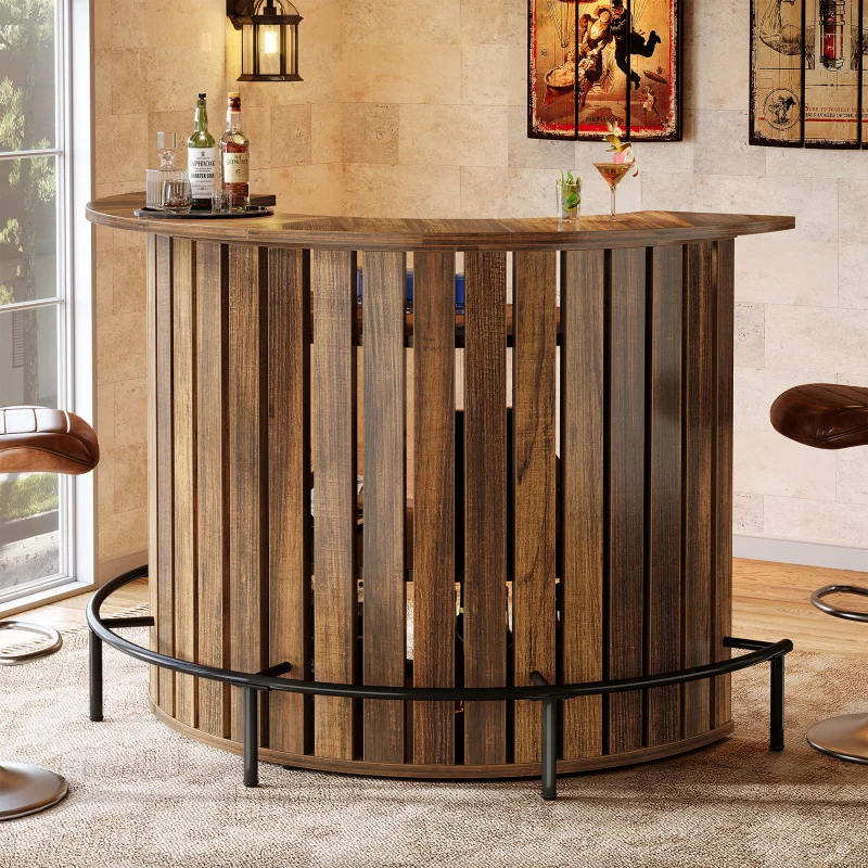 

custom.Tribesigns 39.4 H Home Bar Unit with Footrest,-Shaped Bar Table, Modern Wine Bar Cabinet Home Pub