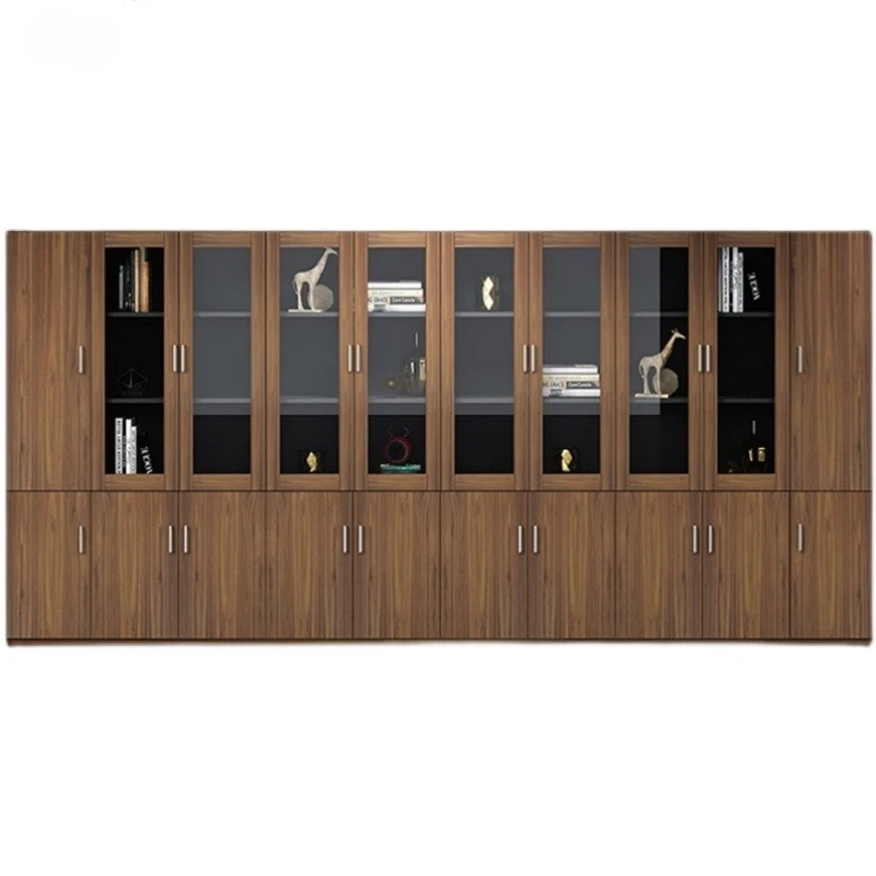 

Cabinet office glass door file data storage file cabinet office wooden bookcase integrated against the wall
