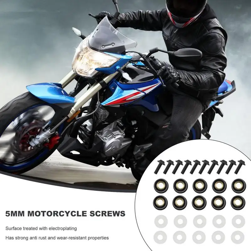 Motorcycle Bolt Kit Fairing Kit Fasteners 5mm Windscreen Screws 10 Pcs Screws Fasteners Fairing Screws Fairing Bolt Kit M5 Bolts