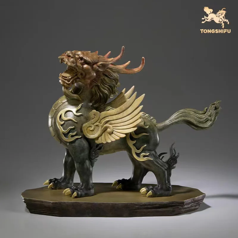 2023 TOP Master Mascot  art Collection Royal Auspicious bronze Divine Dragon QI LIN Sculpture FENG SHUI decorative