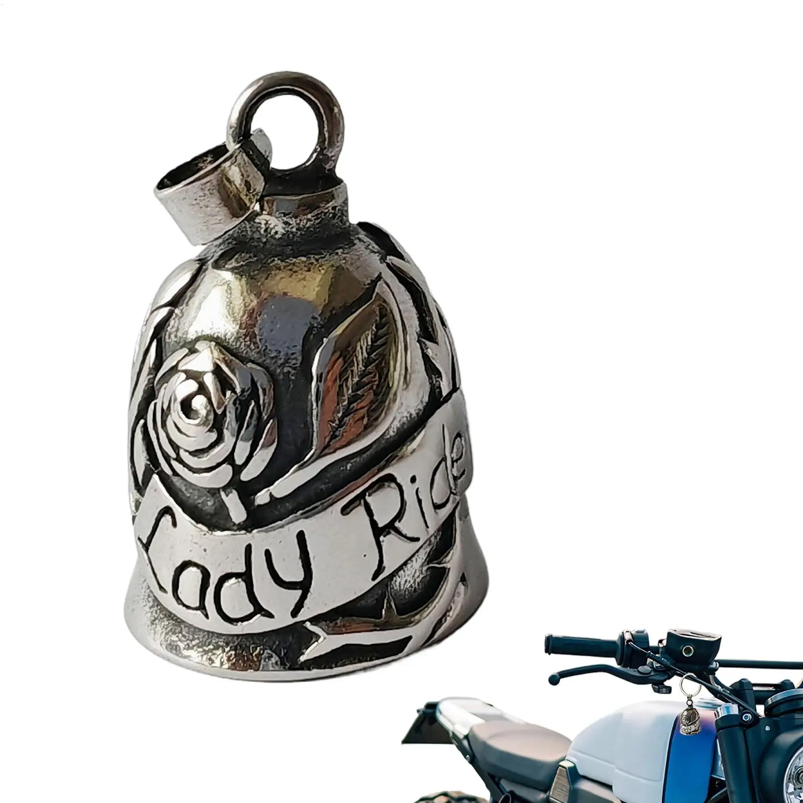 Motorcycle Bell With Rose Design Stainless Steel Horn Pendant Angel Bells For Motorcycles For Girls Cycling Adults Riders Women