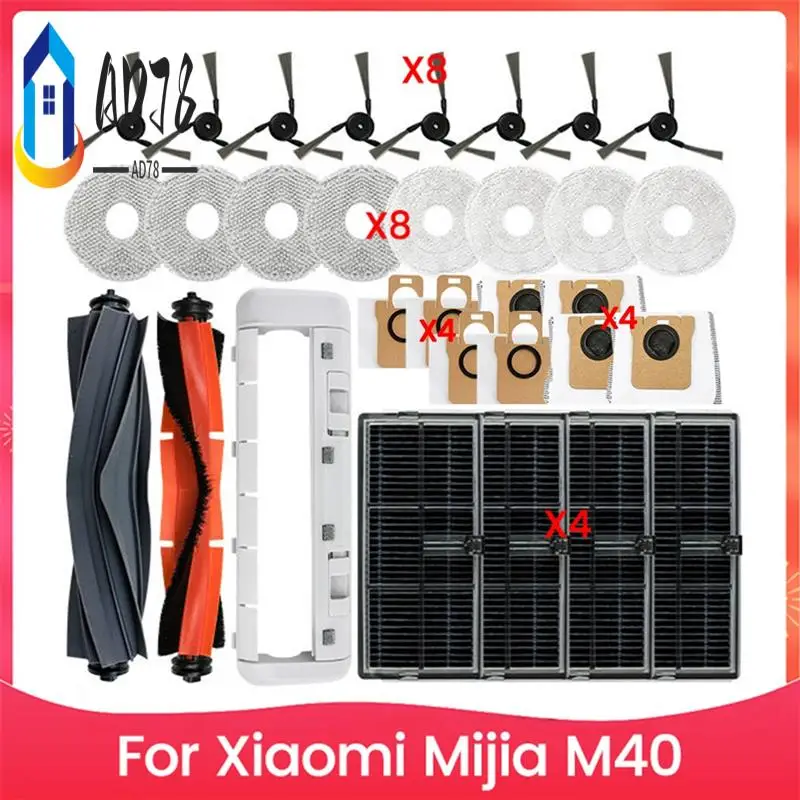 

AD78-31PCS Brush Filter Dust Bag Mop Cloth And Main Brush Cover For Xiaomi Mijia M40 Vacuum Cleaner Replacement Parts
