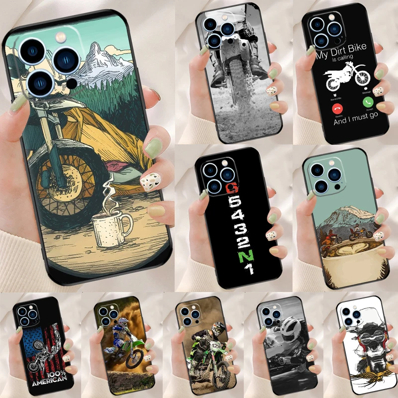 Moto Motorcycle Phone Case For iPhone 15 14 11 13 Pro 12 Pro X XR XS Max Plus Protection Back Case Cover