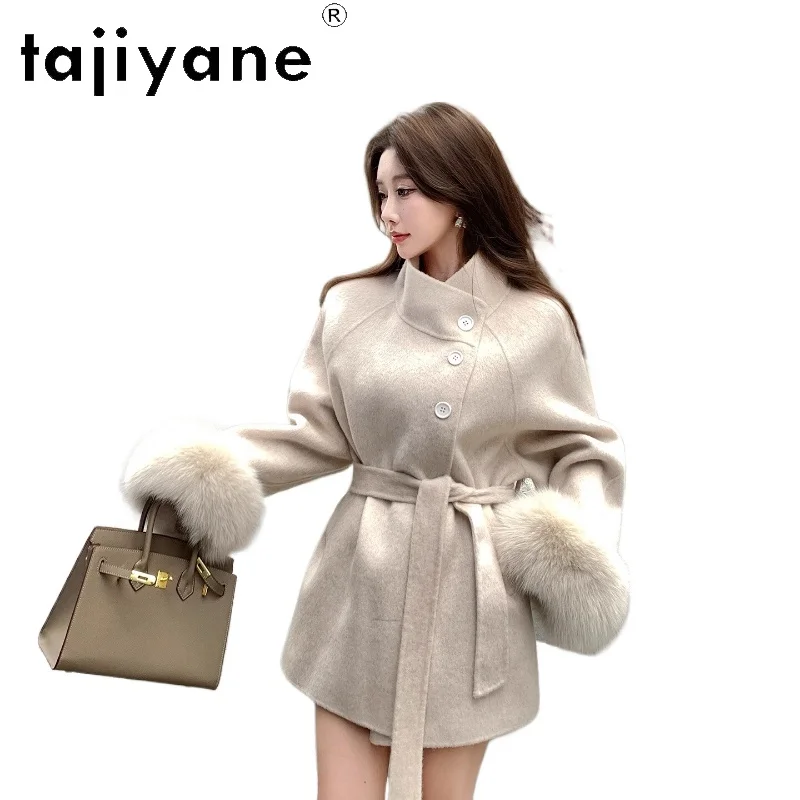 TAJIYANE 100% Wool Double Face Short Coat Elegant Design Women Clothing Premium Outerwears 2025 Winter Manteaux Hiver Femme