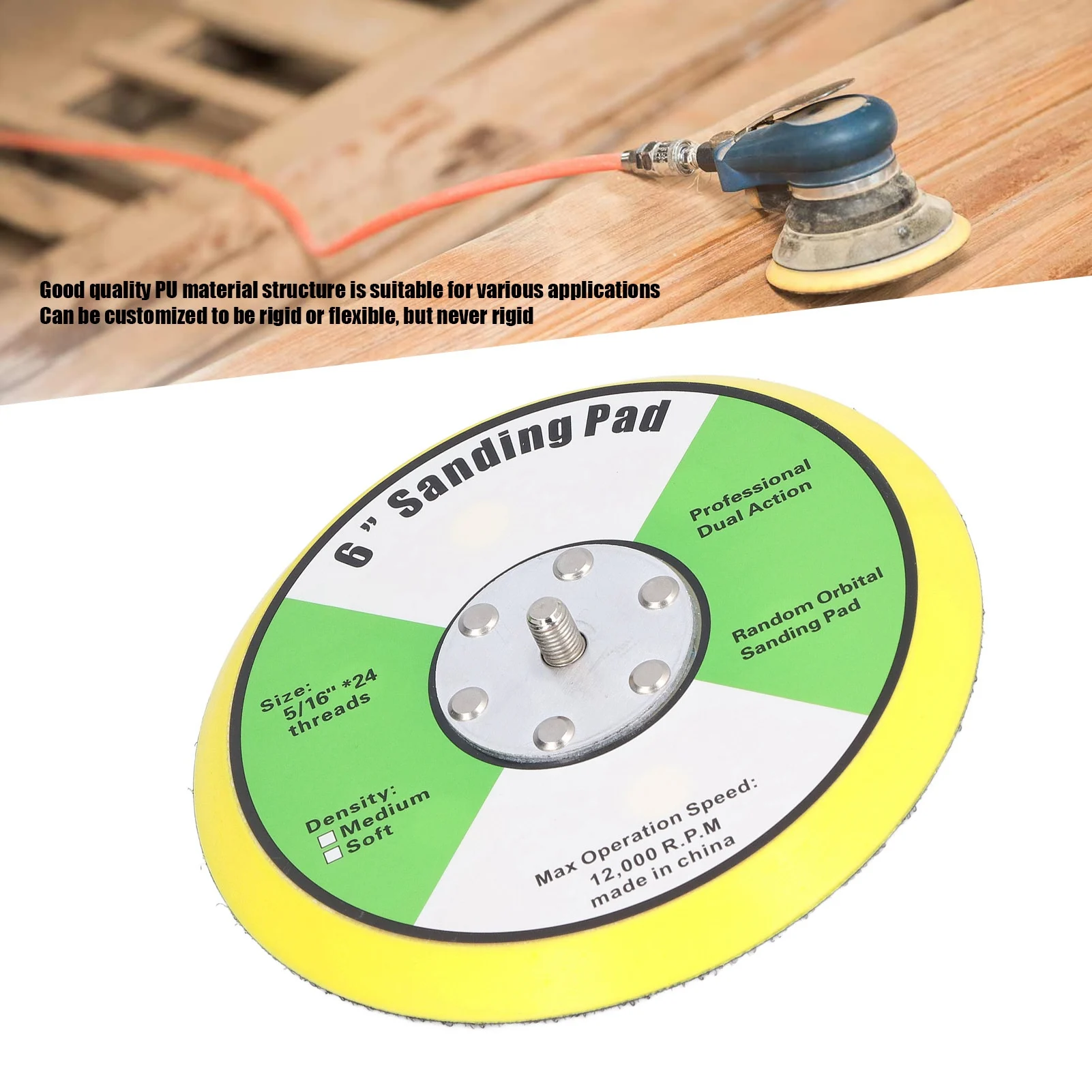 Hook Loop PU Backing Plate Air Sander Base Pad Polishing Sanding Disc Holder Pneumatic Polisher Buffing Replacement Accessories