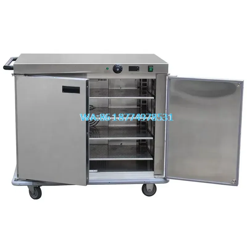 Wmwmnu for Double Layer Insulated Stainless Steel Hot Food Holding Cabinet Energy Saving Big Banquet Food Warmer Trolley