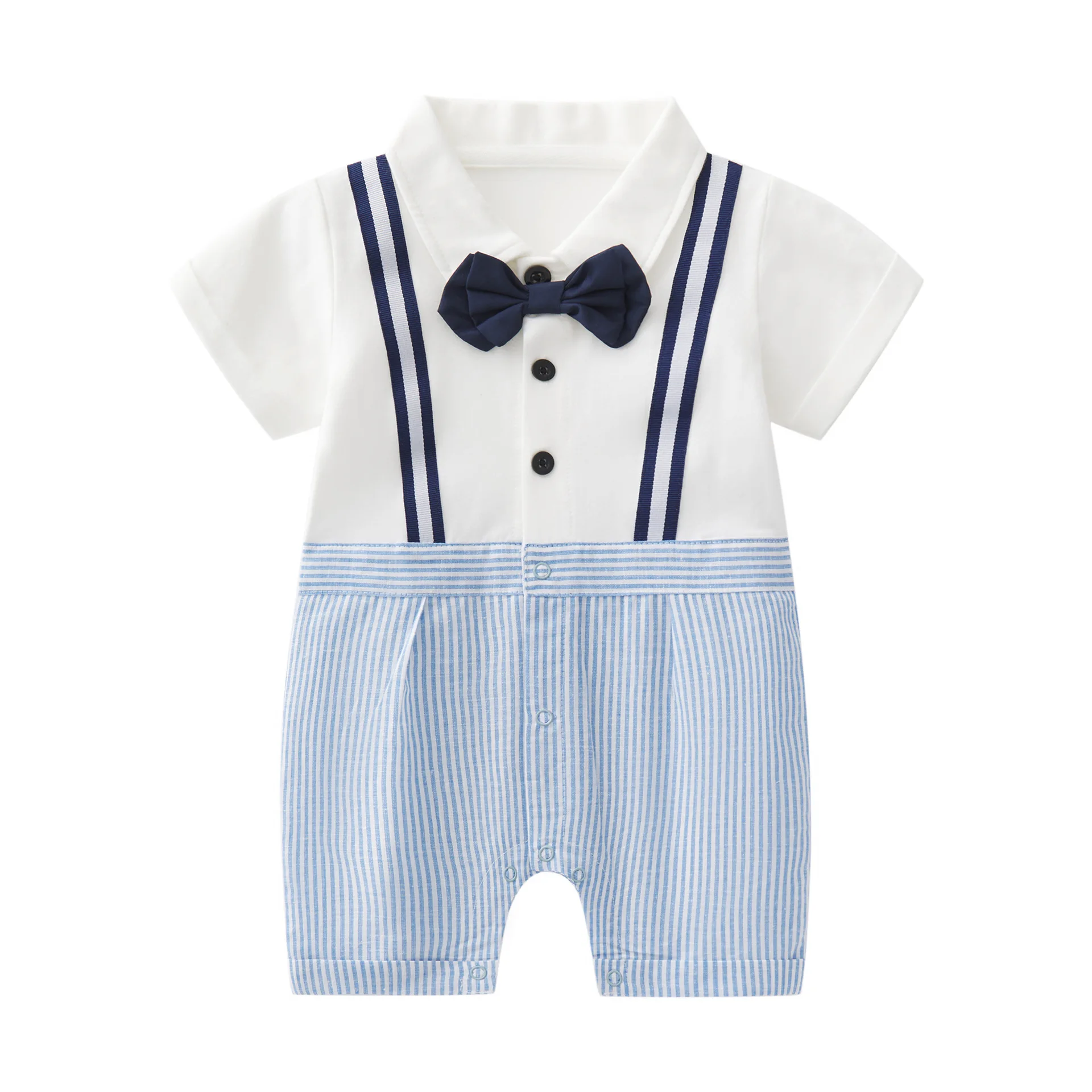 

Children's Clothing 2024 Summer New Boys 0-1 Year Old Handsome Gentleman Navy Style Pure Cotton Jumpsuit Sweetheart