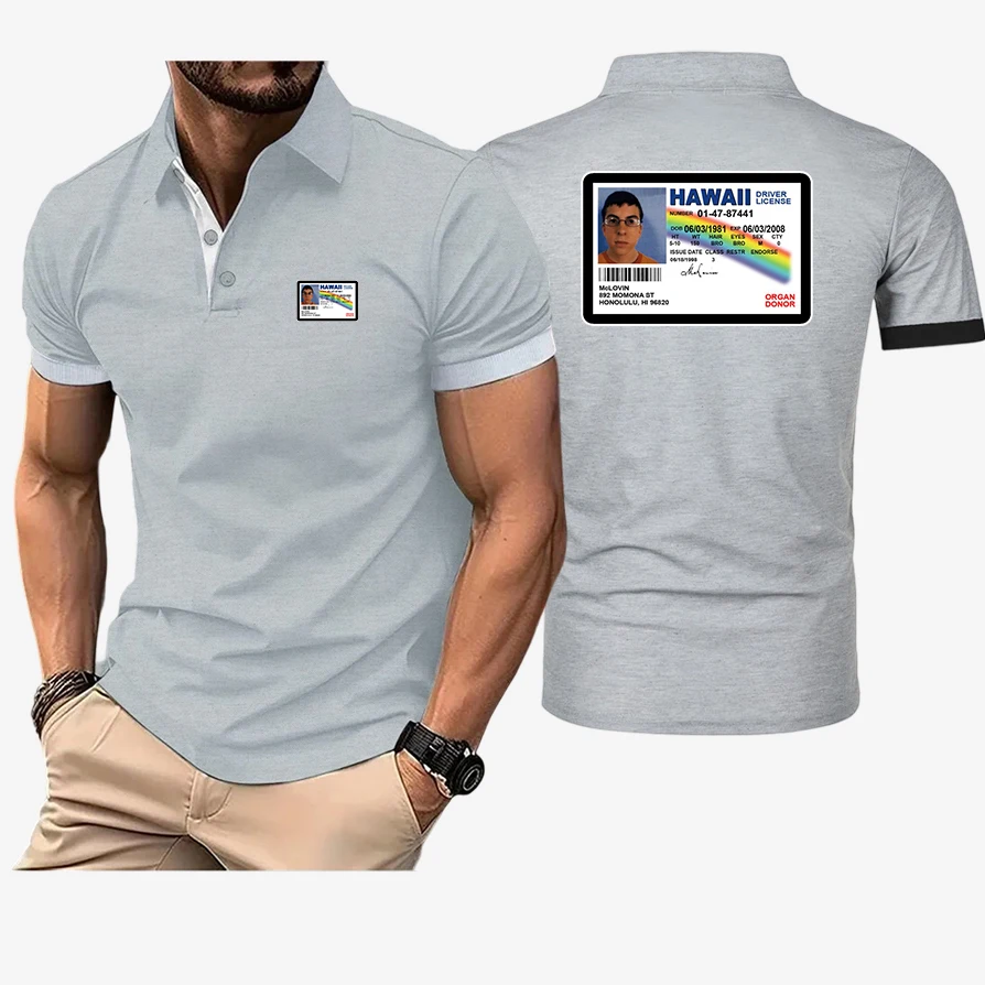 2025 Funny McLovin ID Printing New Fashion Polo Shirt Solid Color Men's Summer Streetwear Casual Short Sleeve Tops