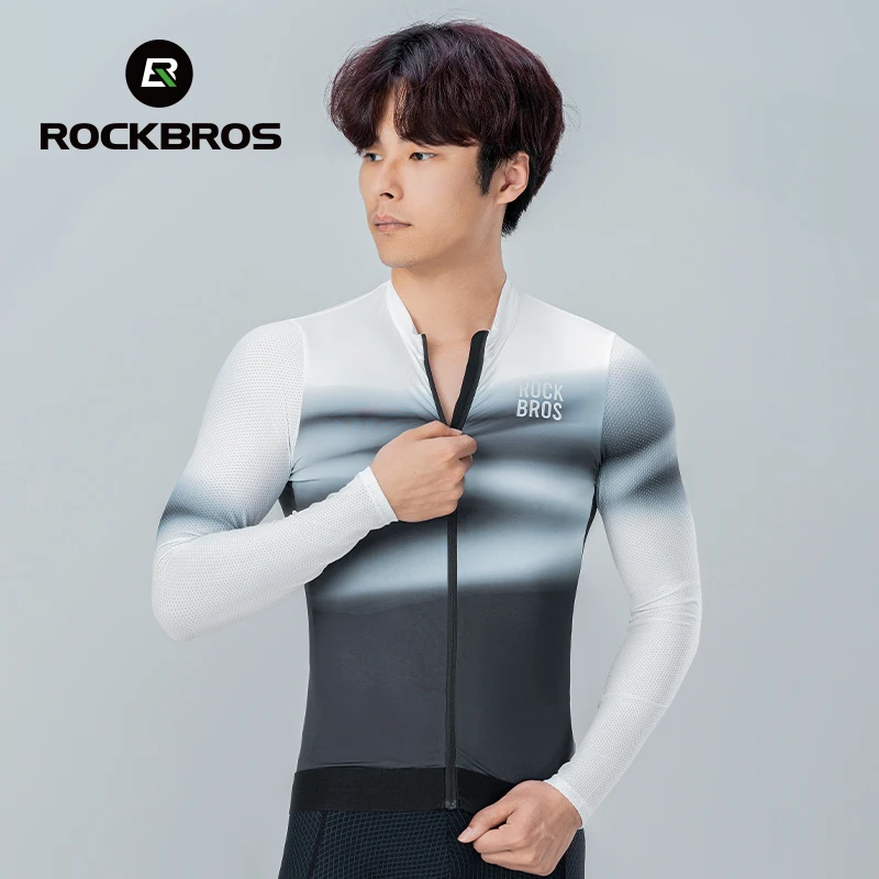 ROCKBROS Men\'s Cycling Jackets Long Sleeves Top Coat Spring Summer Breathable Run Sports Jerseys MTB Road Bike Bicycle Jacket