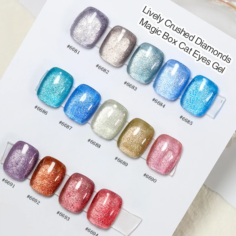 

1 шт. BDgel ICE Lively Гель-лак для ногтей с эффектом кошачьего глаза и крошкой из драгоценных камней, УФ/LED, полуперманентный, 15 мл