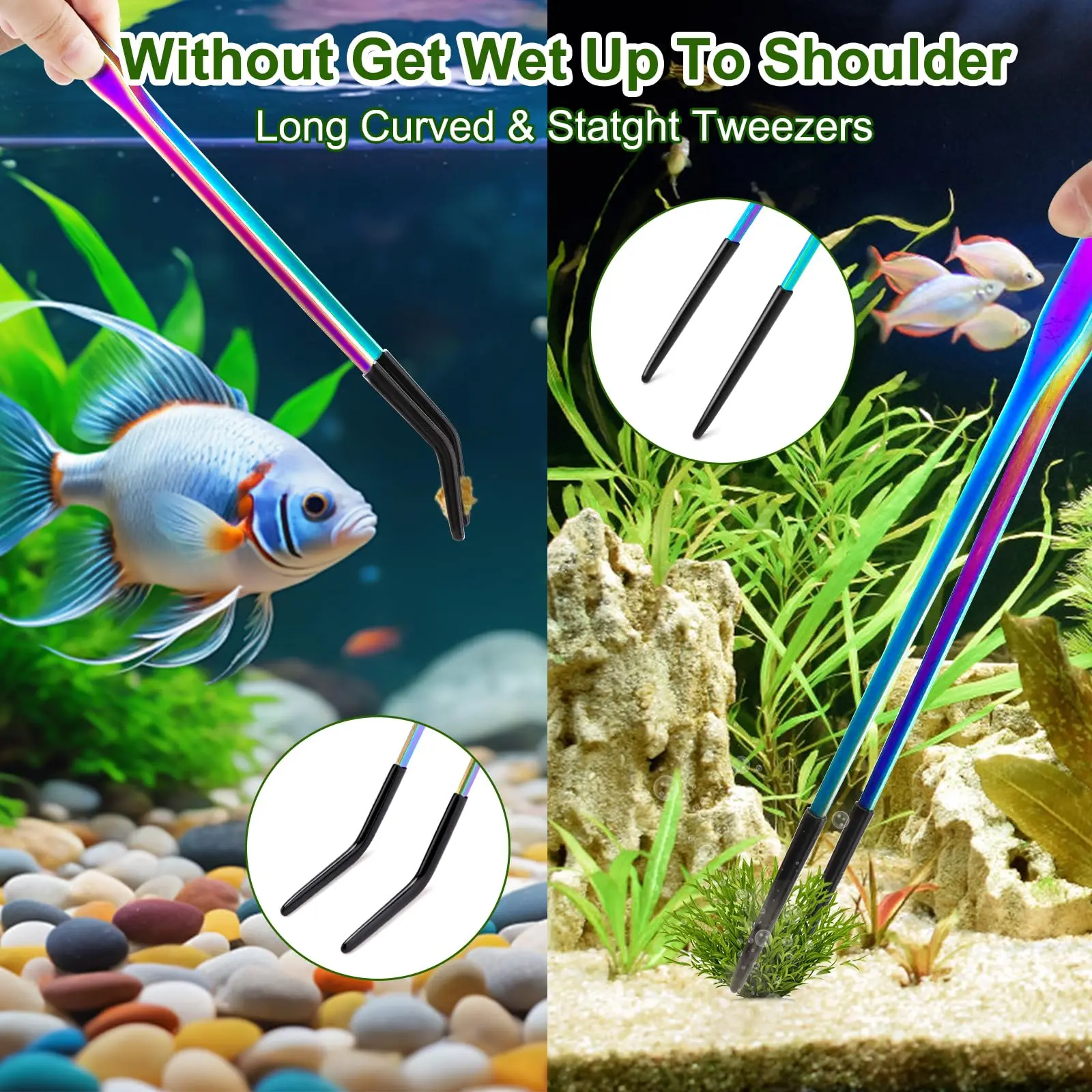 1/2 Stück Edelstahl-Reptilienfutterzange mit Gummispitze – 10,6 Zoll gerade und gebogene Pinzette für Aquarien und Bastelarbeiten – Detail 10