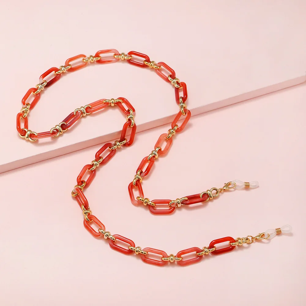 29inch/74cm Colorful Acrylic Square Ring Glasses Chain for Women Fashion Lanyard for Sunglasses Eyewear Eyeglasses Accessories
