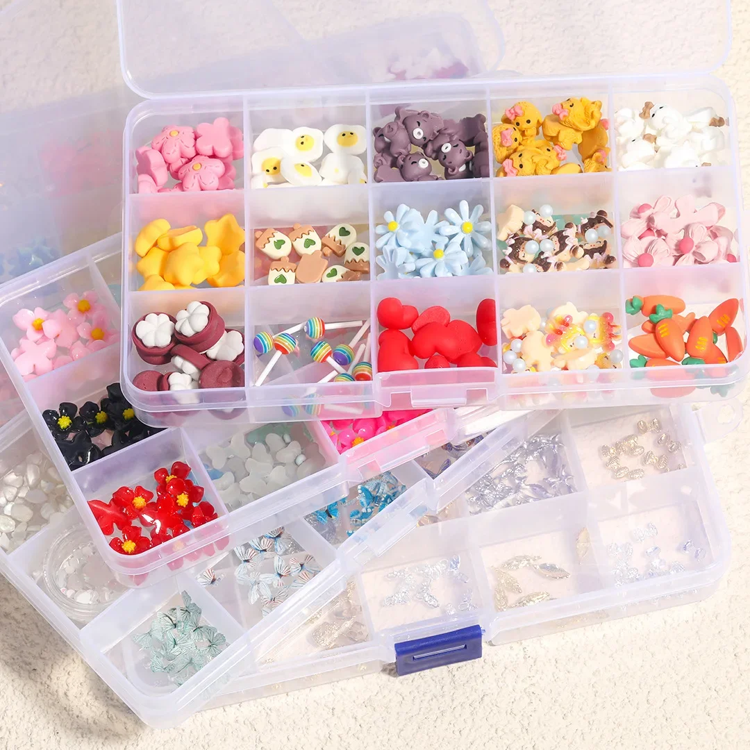 

1box Random Mixed Resin Nail Art Charm Cute Cartoon Star Bow Lollipop Flower Jewelry Rhinestone Fashion Nail Art Decoration DIY