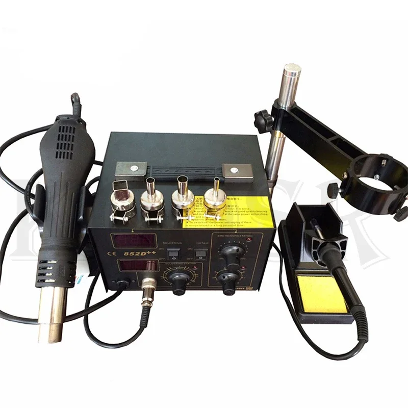 220V/110V Saike 852D++ Hot Air Rework Station soldering station BGA De-Soldering 2 in 1 with Supply air gun rack ,and many gifts