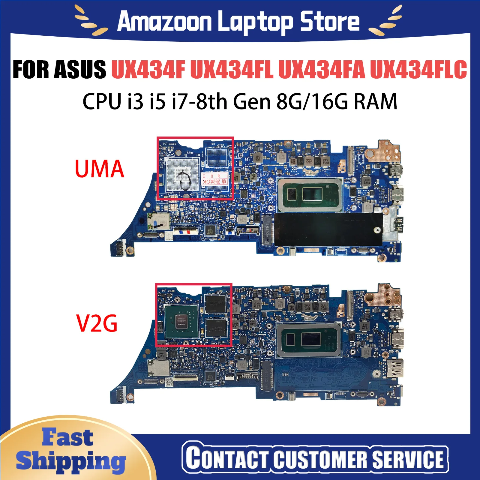 Płyta główna UX334FL dla ASUS UX434FL UX334FLC UX434FLC UX334FA UX434FA płyta główna laptopa I3-I5-I7-8th/10th Gen 8G/16G RAM DDR4