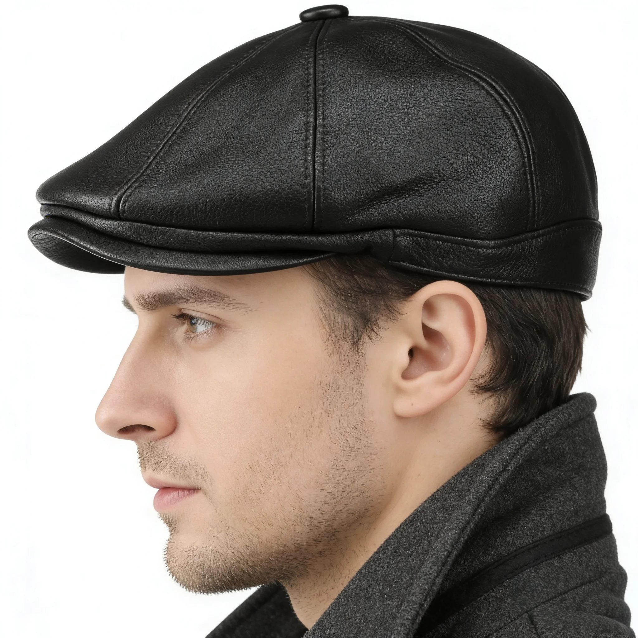 

Men's Top Layer Sheepskin Leather Hat Winter Berets Male Warm Cap 100% Genuine Leather Dad Hat Wholesale Leisure
