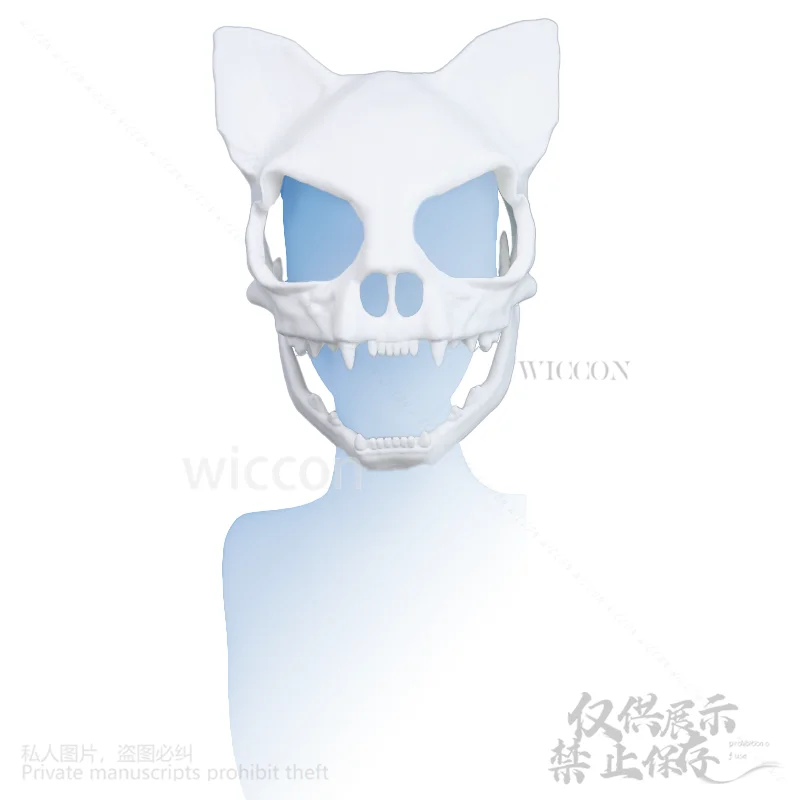 Cat Skull Kigurumi Props 3D หัวพิมพ์ Fursuit คอสเพลย์ชุดหูฟังสัตว์ Furry คอสเพลย์สําหรับงานปาร์ตี้คริสต์มาสฮาโลวีนที่กําหนดเอง