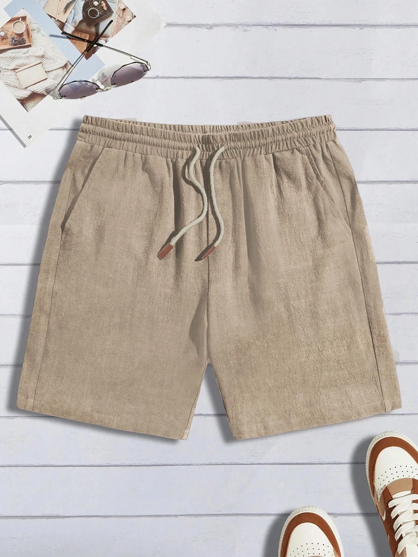 Summer Thin Linen Shorts for Men, Loose and Casual, Five-Inch Pants, Cotton and Linen, Breathable, Suitable for Beach and Sports