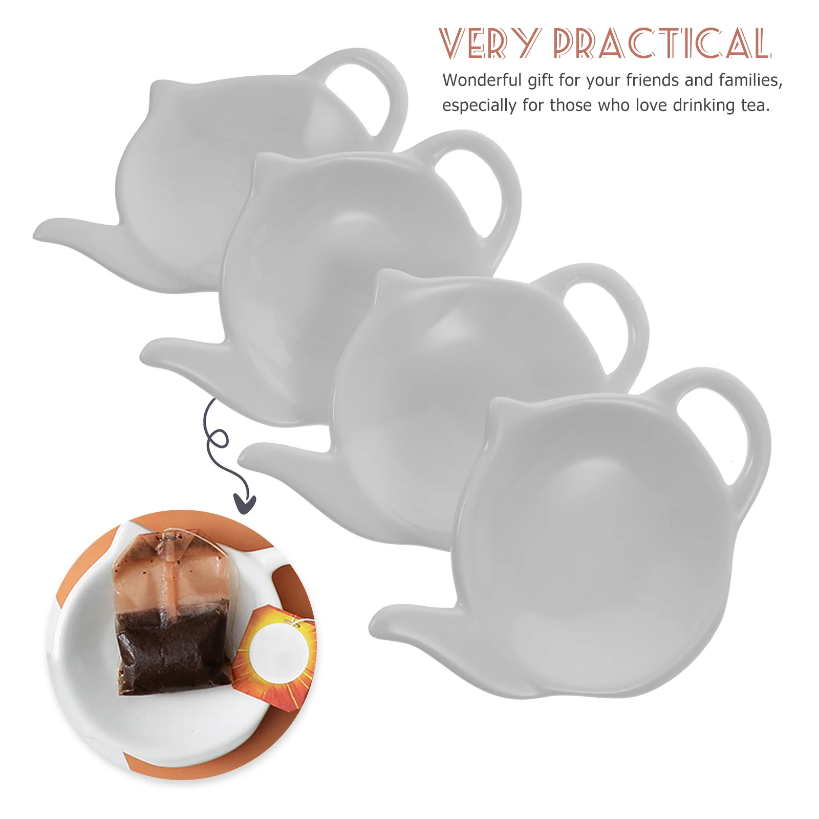 

4 Pcs Tea Bag Saucer Ceramic Snack Holder Plate Teabag Rest Ceramics Snacks Dish Travel Tray Holders for Bags