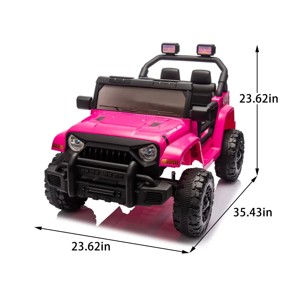 Coche eléctrico para niños de 12 V, tracción dual, cuatro ruedas, Bluetooth, volante, arranque lento para niños y niñas mayores de 3 años