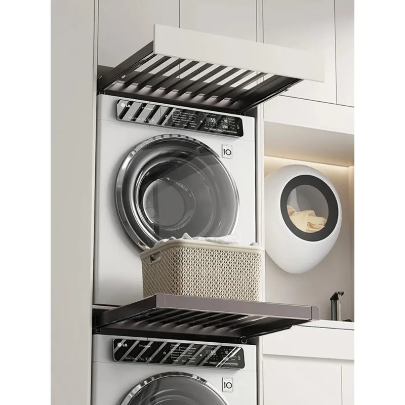 Concealed Telescopic Concealed Drying Rack on The Top, Trouser Hanger with Built-in Storage Rails