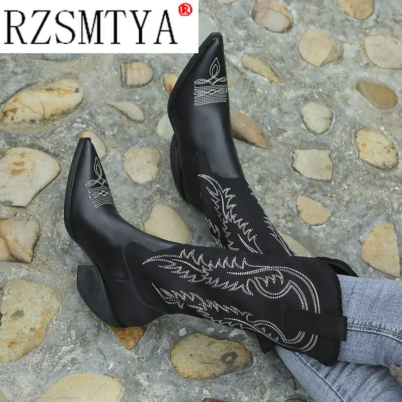 2020  Women High Heels Wedges Long Riding Boots Winter Knee High Boots Designer Beige Heels Western Cowboy Boots A162