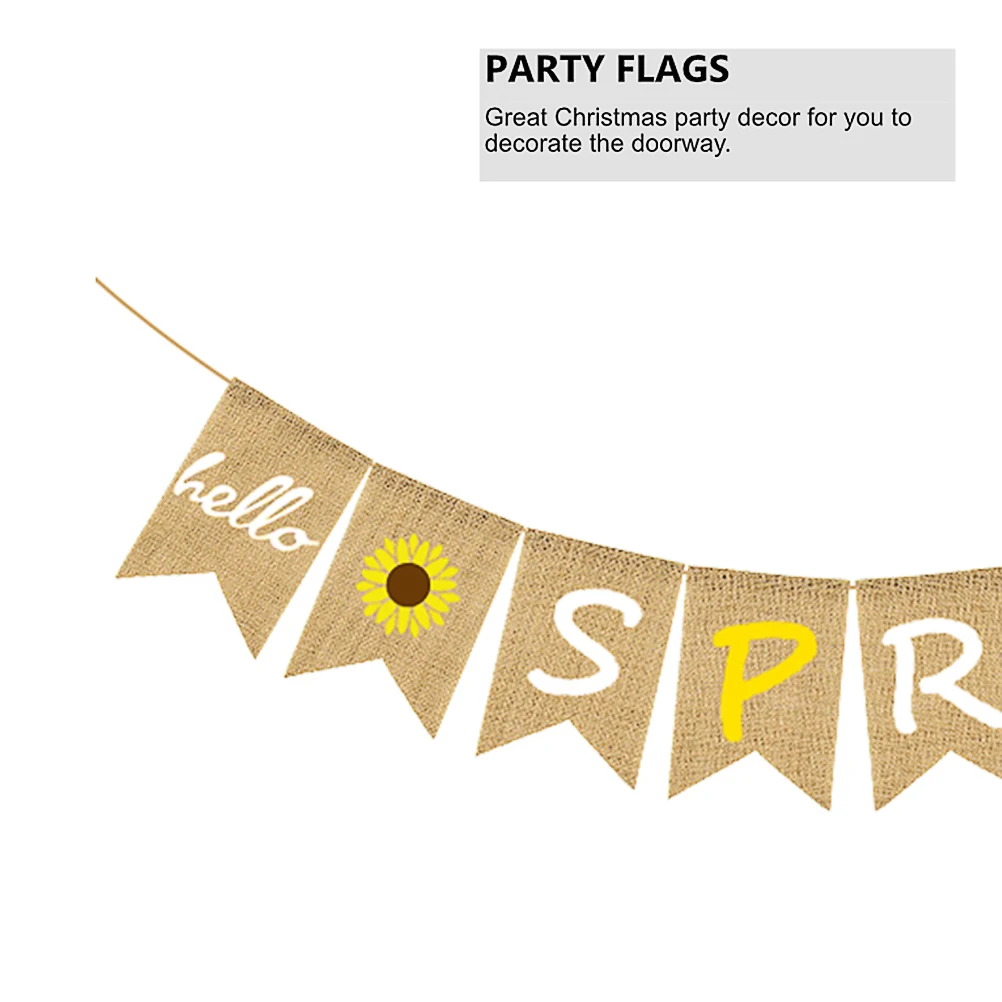 1 مجموعة عباد الشمس ذيل السمكة راية الكتان موسم الربيع ديكور الحفلات مرحبا الربيع معلقة الباب راية عطلة جدار خلفية أعلام