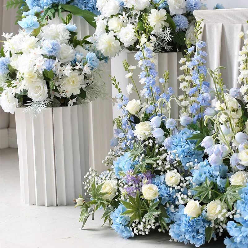 2m Rose Delphinium Flower Row Wedding Artificial Table Floral Commercial Plaza Partition Hotel Scene Layout Floor Flowers Decor