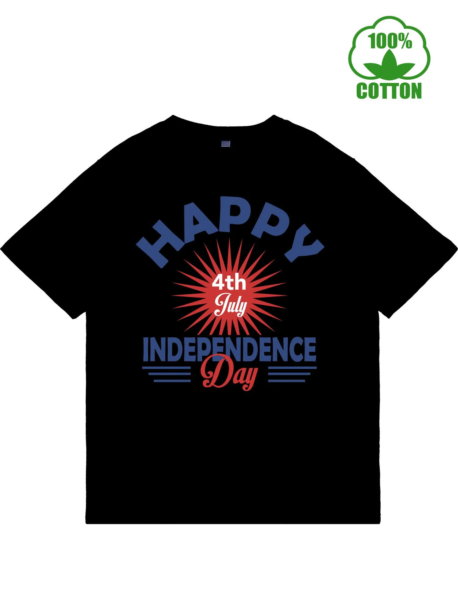 

Happy 4Th of July Independence Day Classic Men's T-Shirts Short Sleeve Crew Neck t Shirts for Men, Pure Cotton Men's T-Shirt