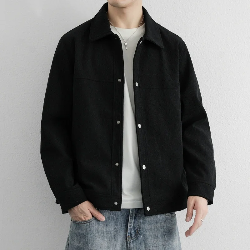 

Мужская весенне-осенняя куртка, повседневное деловое пальто, однотонное свободное пальто с отложным воротником, модная верхняя одежда больших размеров, высокое качество