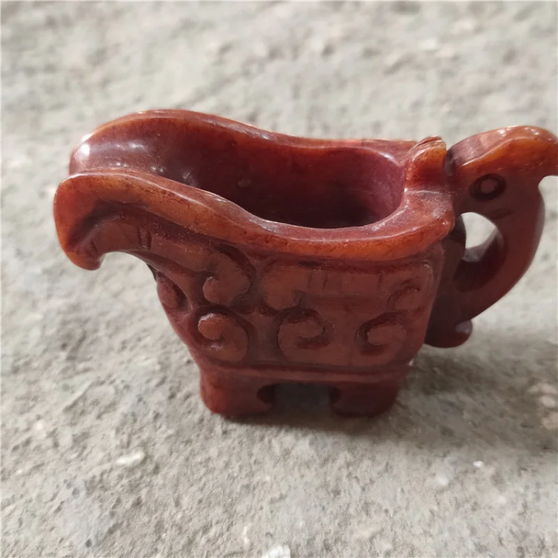Stone Antique Miscellaneous Natural Aged Crafts Xiu Jade Angle Cup Wine Cup Ornament Handheld Piece Wholesale
