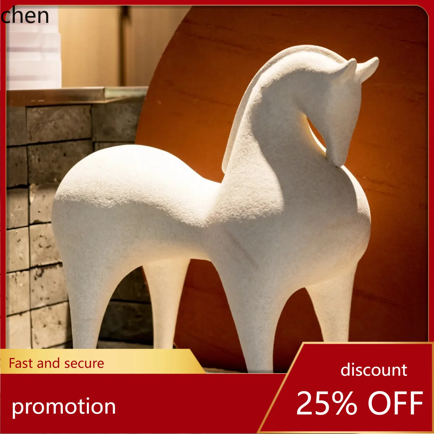 

HT Minimalist Modern New Chinese Style Red and White Tang Horse Ornament Model Room Office Animal Craft Soft Decoration