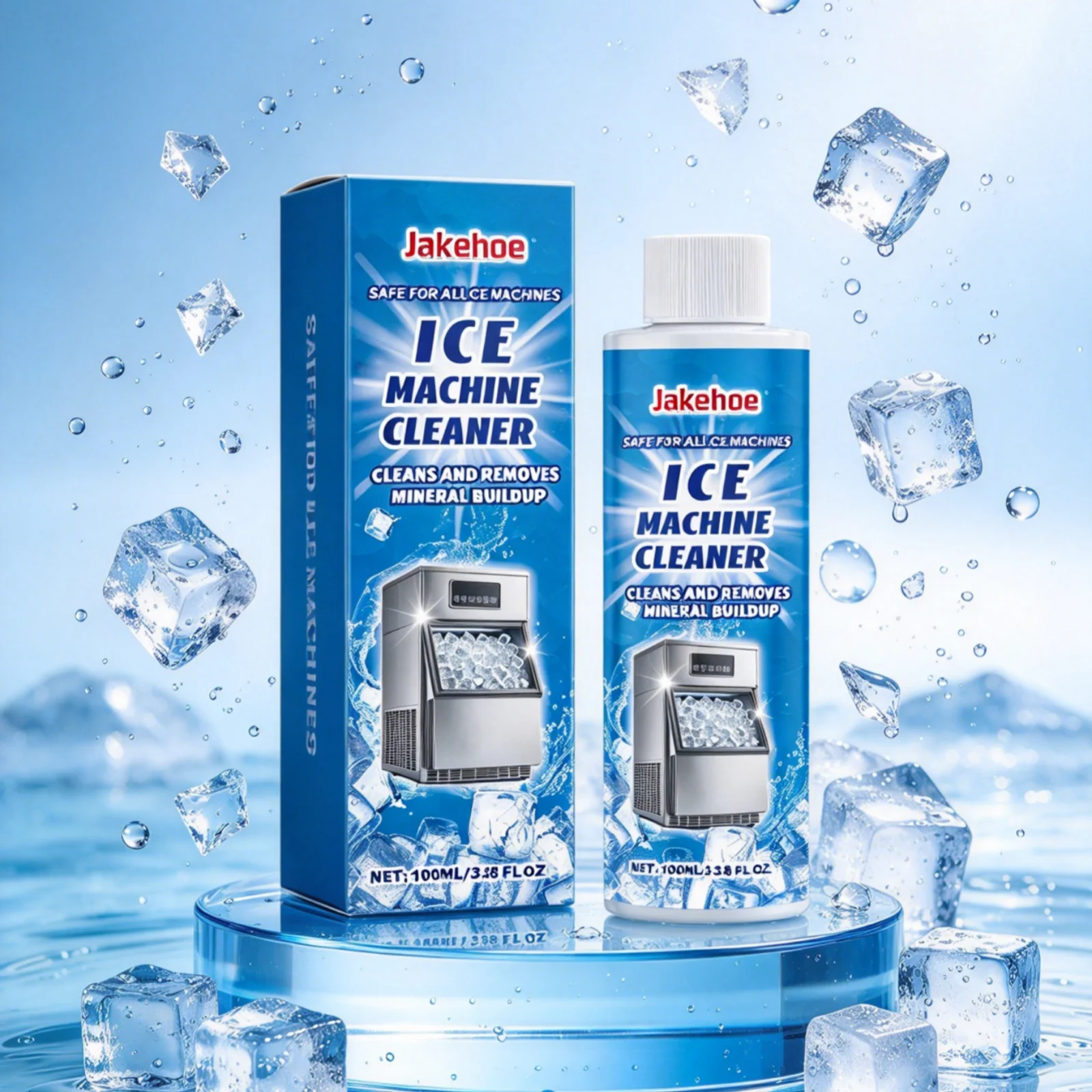 Jakehoe Ice Machine Cleaner Deep Cleaning Powerful Decontamination Eliminate Odors Anti Clogging Mild Ice Machine Descaler 100ml