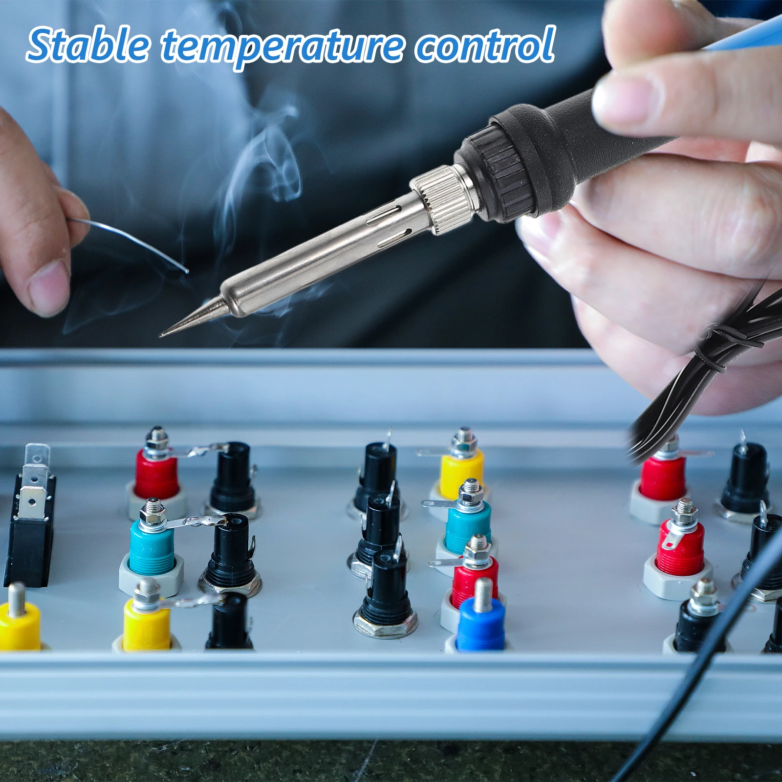 

Soldering Iron Set Kit Beginners 60W Fast Heating Electronics Portable Blue Electric Tool Wire Jewelry Solder Pen Thermostat