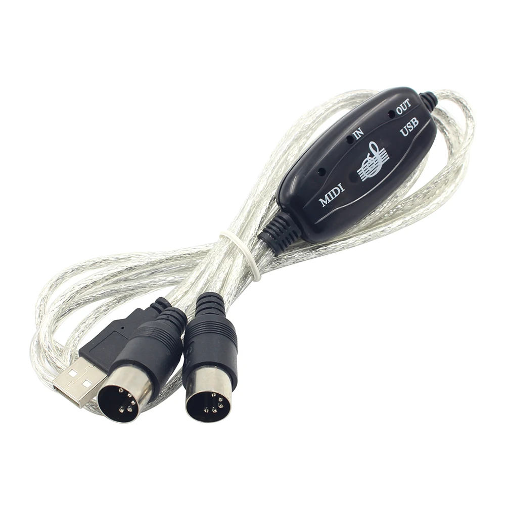 

USB IN-OUT MIDI Adapter Cable Set PC to Music Electronic Keyboard Converter Cord Lightweight Portable Music Elements