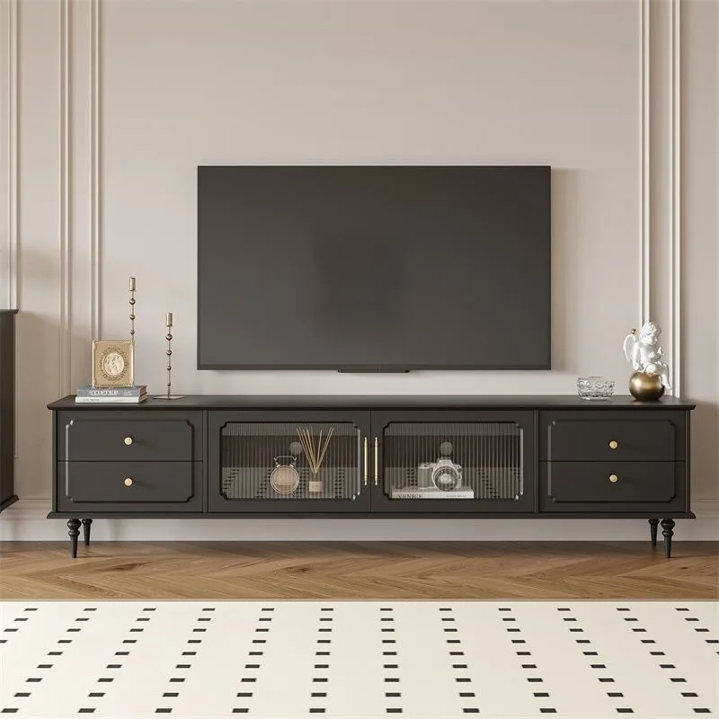 American vintage TV cabinet, coffee table combo, living room home minimalist, modern new black used TV cabinet, French style